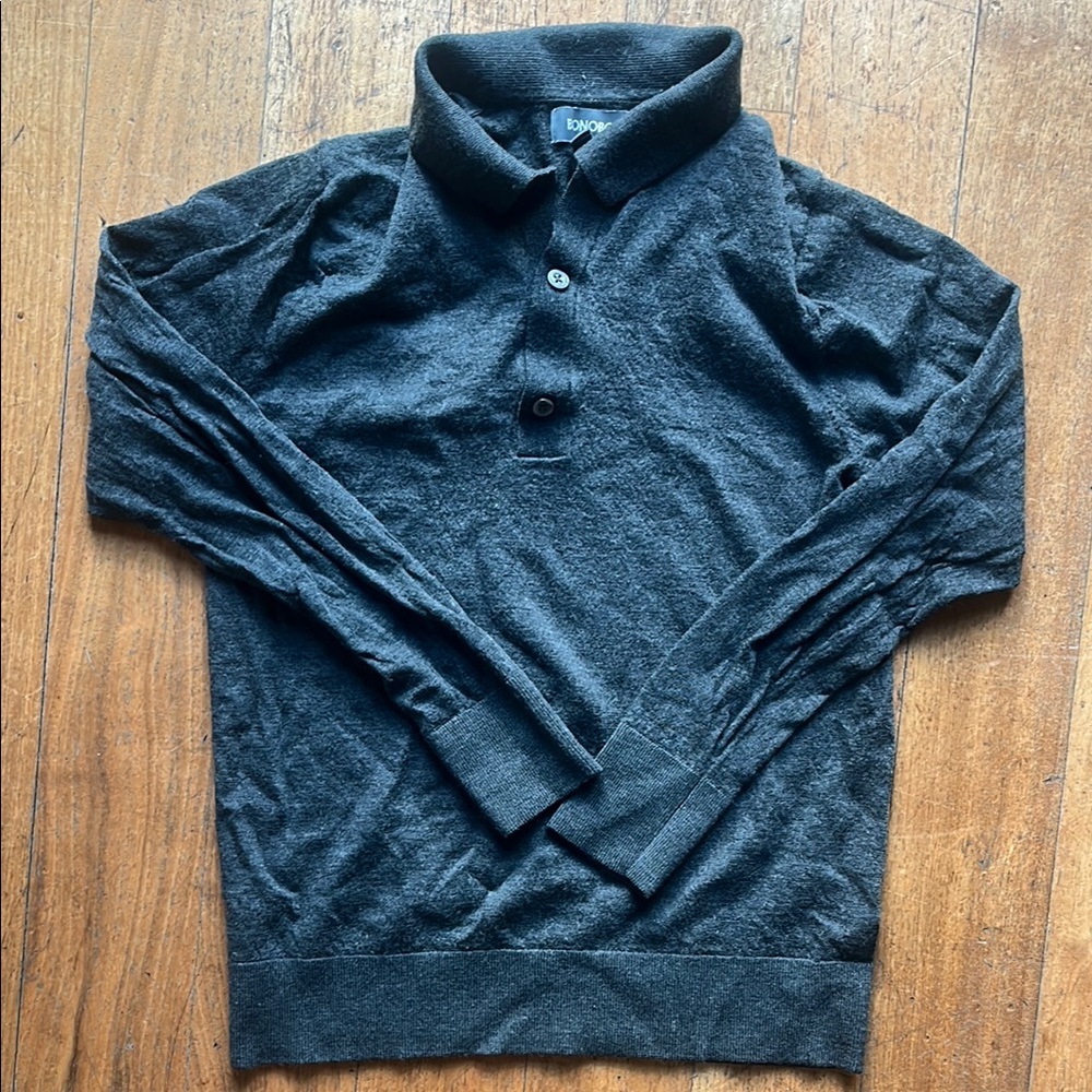 Bonobos Charcoal Long Sleeve Merino Wool Polo Shirt